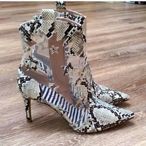 Betsy Johnson natural snake skin print point toe boot